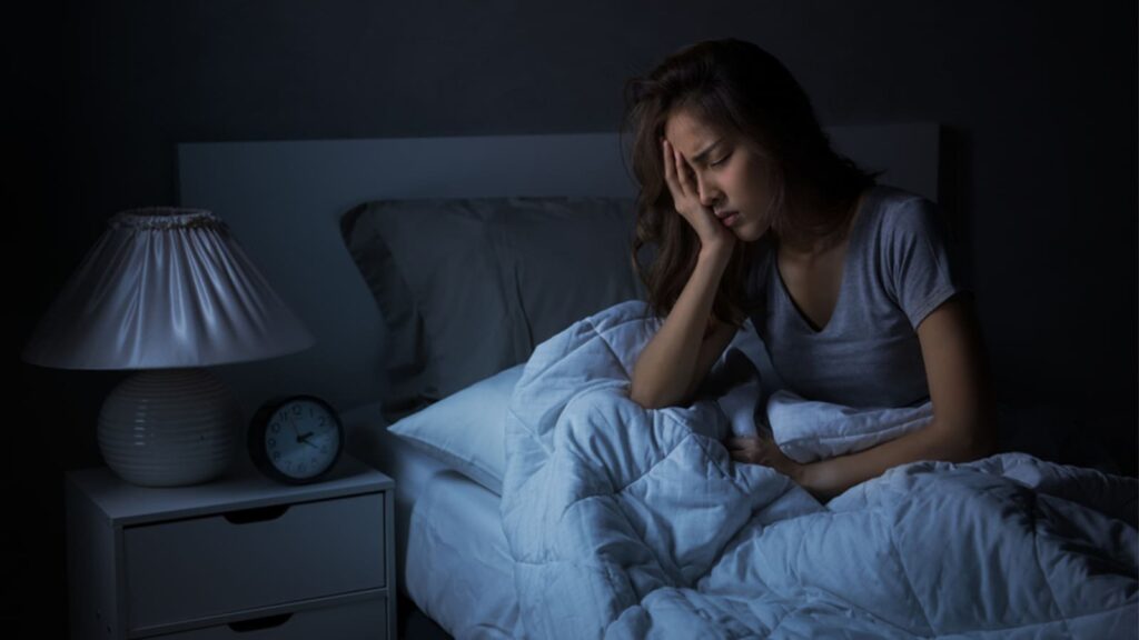 Depressed woman unable to sleep