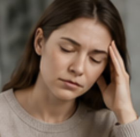 Woman holding her head