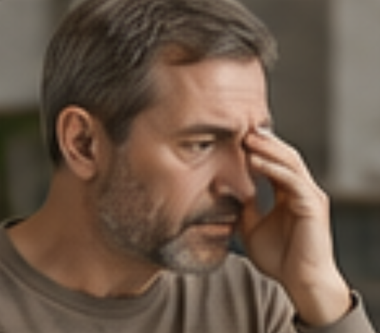Man holding his face